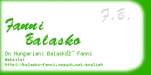 fanni balasko business card